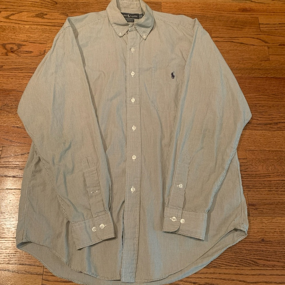 Ralph Lauren Men's Light  Grey and White Striped Shirt